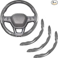 Carbon Fiber Steering Wheel Covers 3 Piece Clip on Steering Wheel Cover (Silver)