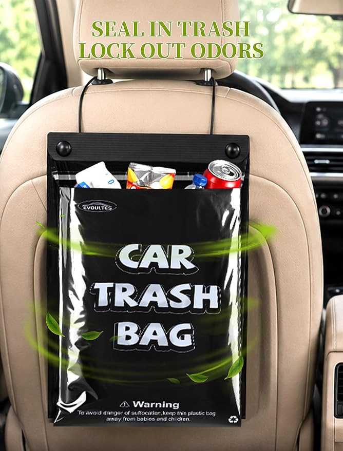 Disposable Car Garbage Bags, Hanging Car Trash Bags, 50 Count | Car Trash Bags, Hanging Design, Leakproof & Odor Resistant, Disposable Cleanup Bags, Fits Cars, Trucks & SUVs