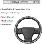 Steering Wheel Protection for Most Cars Interior Accessories | Skull Bat Grey Automotive Steering Wheel Cushion, Halloween Decor, Anti-slip Universal 14-15 inch, Easy Install
