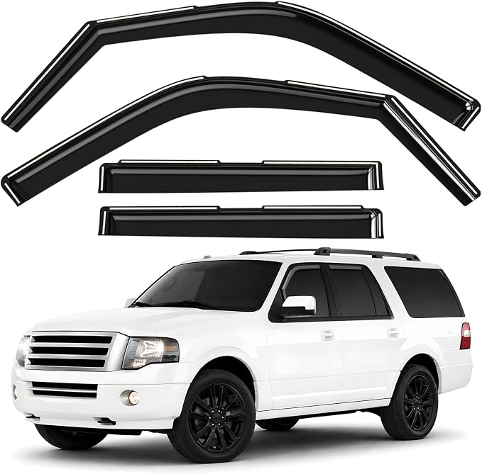 GrandWheel Window Deflectors Smoke Tinted in-Channel Side Window Vent Visor Deflectors Rain Guards Compatible with Expedition 2007-2017 - 4pcs. GW0876