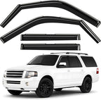 GrandWheel Window Deflectors Smoke Tinted in-Channel Side Window Vent Visor Deflectors Rain Guards Compatible with Expedition 2007-2017 - 4pcs. GW0876