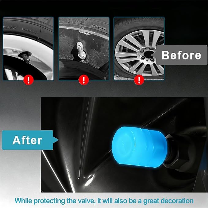 20 Pcs Glow in The Dark Tire Valve Caps Fluorescent Tire Valve Stem Caps, Cool Car Present for Universal Decoration Accessories for Car SUV Bicycle Motorcycles Trucks (Colorful)