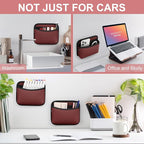 Universal Car Side Pocket Organizer, PU Leather Pouch for Car Seat, Door, Window, Console, Cards Trash Cell Phone Sunglasses Holder, Car Accessories, Red