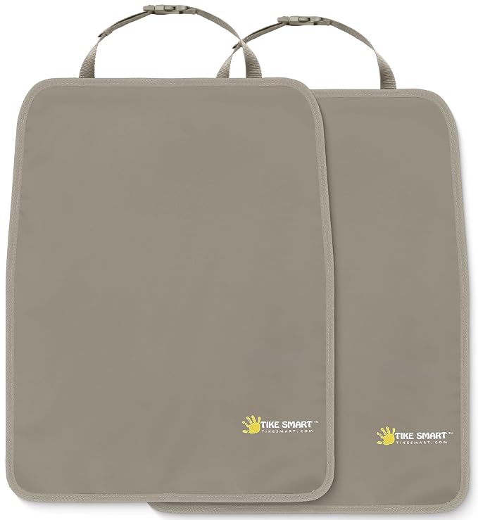 Luxury Clean-Edge Kick Mats - Tapered Design Seat Back Protectors and Seat Covers with Invisible Strap and Stiff Edging (2 Mats)
