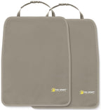 Luxury Clean-Edge Kick Mats - Tapered Design Seat Back Protectors and Seat Covers with Invisible Strap and Stiff Edging (2 Mats)