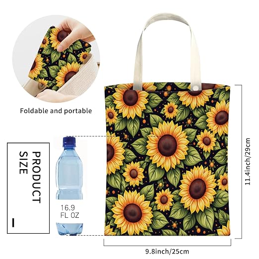 Cute Car Trash Can, Hanging Canvas Car Back Seat Organizer and Storage Bag, Funny Car Trash Bag for Travelling, Outdoor Cute Sunflower