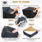 Dog Car Seats for Small Medium Dogs Under 35lbs, Dog Booster Seat with Detachable Washable Cover and Cushion, Memory Foam Pet Car Seat with Safety Belt and Storage Pockets (DG)