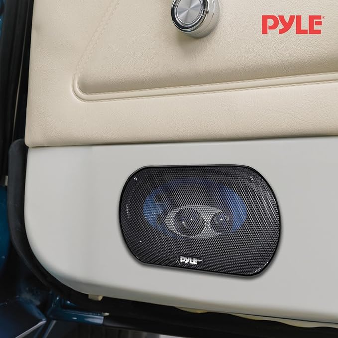 Pyle 4'' x 6'' Three Way Sound Speaker System - Pro Mid Range Triaxial Loud Audio 240 Watt per Pair w/ 4 Ohm Impedance and 3/4'' Piezo Tweeter for Car Component Stereo PL463BL