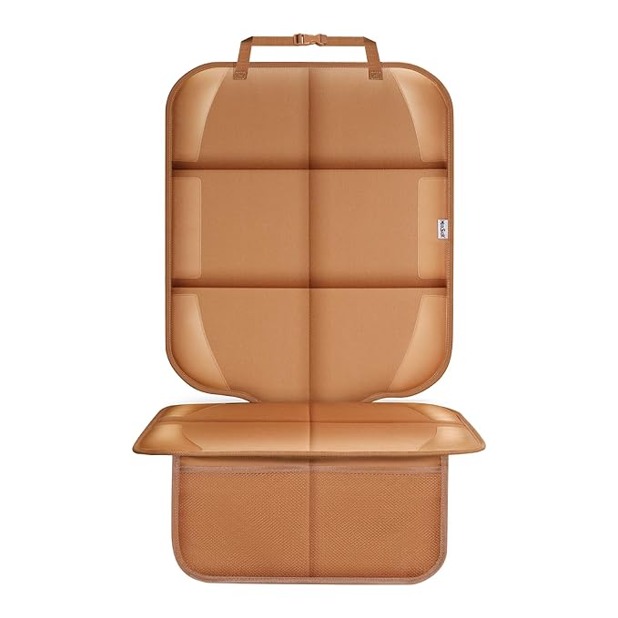 Car Seat Protector for Child Car Seat, Durable 600D Fabric Waterproof Car Seat Cover with Thick Pad Non-Slip Backing，No Imprints (Tan-1 pc)