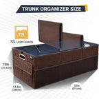 Trunk Organizer for Car, 12 Pockets Sturdy Car Organizer for SUV, Non-Slip Bottom, Storage Organizer for Sedans, Van, Jeep, Grocery, Large 3 Compartments, Brown Vintage 32"×13"×10.6"