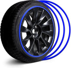 Automotive Alloy Wheel Rim Protector - Covering The Entire Rim of The Wheel hub - Strips for Curb Rash Prevention - Set of 4 Rim Protector Easy to Install(20'',Blue)