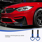2PCS Heart Shaped Car Handle Straps, Rear Bumper Warning Keychain Ring for Car Exterior Accessories (Blue)