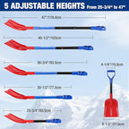 3-Piece Snow Removal Kit, 47" Detachable Snow Shovel, 27" 2-in-1 Ice Scraper & Snow Brush Tool, Separate Snow Scraper for Car, Truck, Driveway, and Winter Conditions, Storage Bag Included