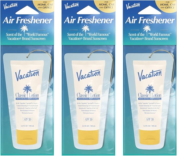 Car Air Freshener, Pack of 3 - Hanging Air Freshener for Car, Home and Office, by Sunscreen Signature Scent, Long-Lasting Deodorizer