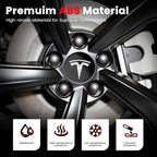 4 Pack Car Wheel Center Hub Cap Kit with 22 Lug Nut Covers, 2.2 in (56mm) Wheel Rim Covers Center Hubcaps with Emblem for Model 3 / Model Y, Black & Silver Exterior Decoration for Tesla