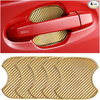 Mandark Car Door Handle Cup Scratch Protector, 4PCS 3D TPU Carbon Fiber Vehicle Door Bowl Sticker, Automotive Handle Paint Protective Film Cover, Universal Fit (Golden, Medium)