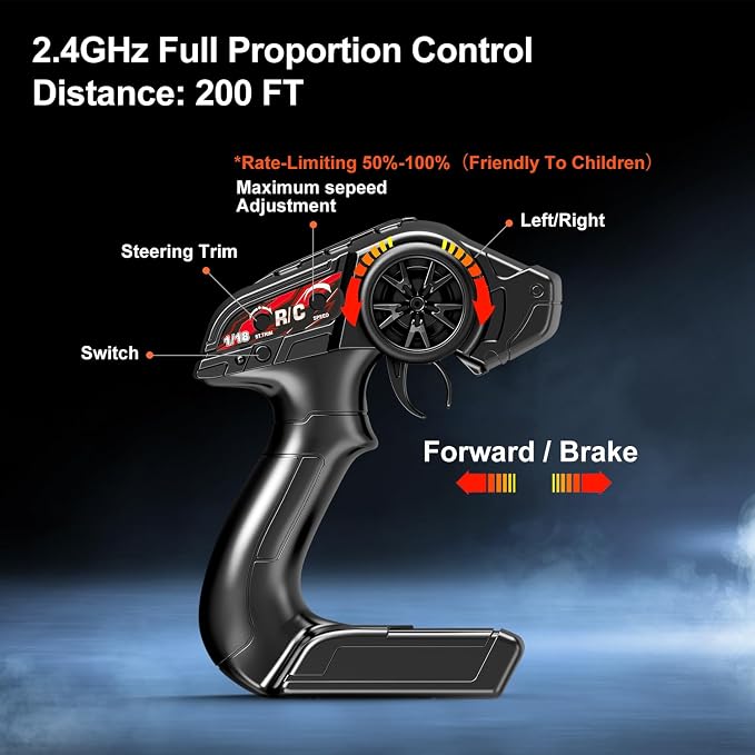 1:18 All Terrain RC Car for Adults & Boys (HS18-05), 4WD Off-Road RC Truck High Speed Fast 40+ KPH, 4X4 Waterproof Remote Control Car with 2 Rechargeable Batteries