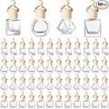 BOTO 100 Pcs Oil Air Freshener Diffuser with Wooden Cap Empty Essential Diffuser Aromatherapy Car Fresheners Clear Car Fragrance Holder Pendant Aesthetic Decor Hanging Perfume Bottle (Various Style)