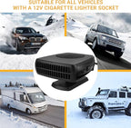 Car Heater, Car Heater That Plugs into Cigarette Lighter, 12V 200W Portable Car Heaters and Car Defroster Windshield Defogger, Heater for Car with 360 Degree Rotary Base