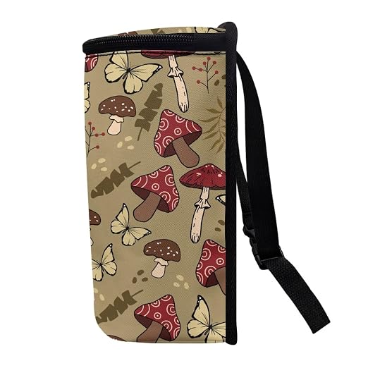 Mushroom Butterfly Print Car Trash Can with Lid, Leak Proof Auto Trash Bag Hanging Vehicle Garbage Can Multipurpose Storage Container for Back Seat Road Trip