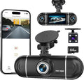 4 Channel Dash Cam Front and Rear Left Right, 360° View 1080P Car Dash Camera, Super Night Vision, G-Sensor,170° Wide Angle, Loop Recording, 24H Parking Monitor, WiFi & APP Control, 64GB SD Card