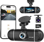 4 Channel Dash Cam Front and Rear Left Right, 360° View 1080P Car Dash Camera, Super Night Vision, G-Sensor,170° Wide Angle, Loop Recording, 24H Parking Monitor, WiFi & APP Control, 64GB SD Card
