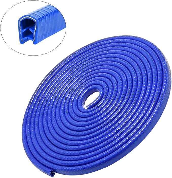 U Shape Rubber Seal Car Edge Trim, Automotive Door Protector, No Glue Required, Universal for Most Cars (Blue/10FT)