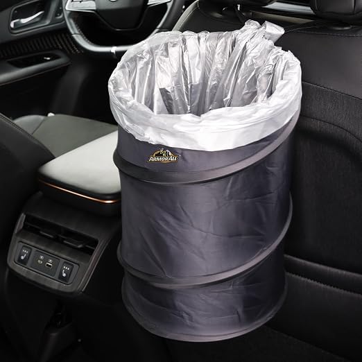 Car Trash Can, 3.3 Gallon Pop-Up Garbage Bin, Waterproof, Loop for Hanging, Velcro Base, Washable, Metal Frame, Portable Collapsible Design for Easy Storage, 12” Inch High x 9” Inch Wide