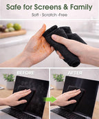 Microfiber Cleaning Cloth Roll - 100 Pack Tear Away Microfiber Paper Towels, Reusable, Washable, Scratch-Free, Kitchen Towels for Car, Home, Kitchen, Glass, Dishes (Black)