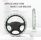 Teal Paw Print Steering Wheel Cover, 15 Inch Universal Fit Neoprene Steering Wheel Protector, Anti-Slip & Breathable Car Interior Accessory, Durable Auto Wrap for Women and Men, Fits Most Vehicles