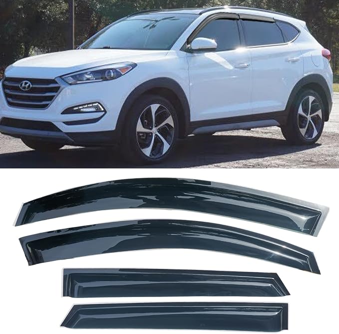 Tape On Window Visors Rain Guards for Hyundai Tucson 2016-2021,Sun Wind Deflectors Side Window Vent Guard Shade,Car Accessories 4-Pieces Set