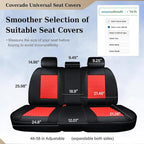 Coverado Leather Rear Seat Covers for Cars, Waterproof Back Seat Cover, Universal Automotive Seat Cushion Protector for Most Cars Trucks SUV (Black & Red Line)