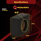 QBomb QBTW6.5 Single 6.50 Inch Heavy Duty MDF Material Car Audio Speaker Enclosure Boxes with Bedliner Spray Coating Finish, 2 Pack