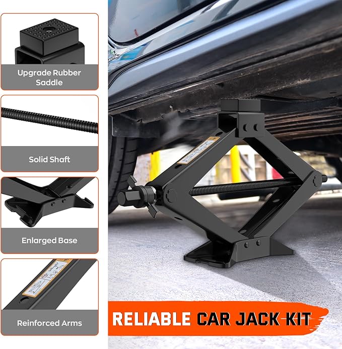 Scissor Jack for Car 3 Ton 6614 LBS, Spare Tire Changing Kit,Portable Tire Jack,Lifting Jack for Car/SUV/MPV