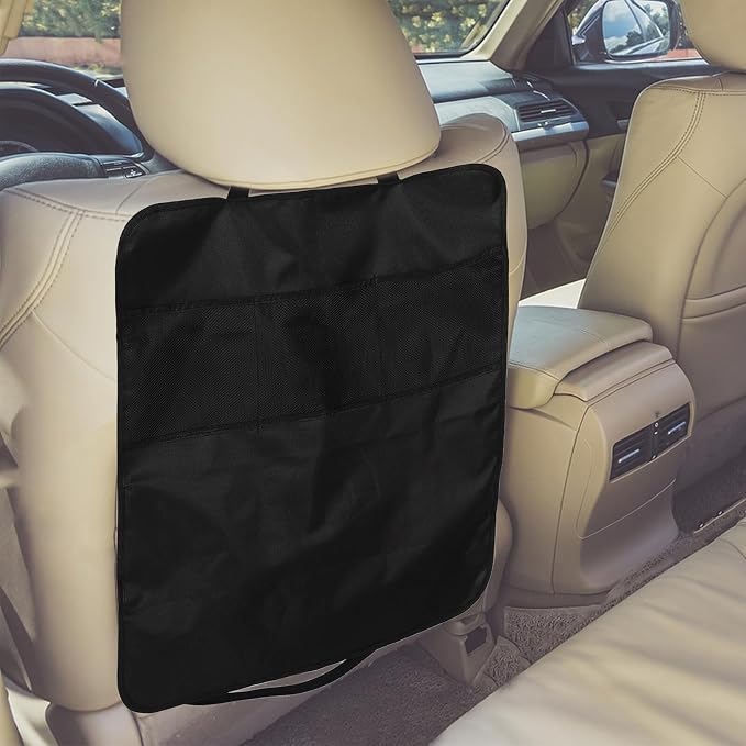 Car Seat Kick Mat and Backseat Hanging Storage Organizer with Side Pocket, Anti-kick Protection Pad for Vehicle Seat Back, Suitable for Travel and Family Cars