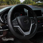 Microfiber Leather Steering Wheel Cover Large-Size for F150 F250 F350 Ram 4Runner Tacoma Tundra Range Rover Model S X with 15 1/2 inches-16 inches Outer Diameter (Black)
