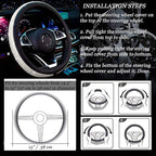New Diamond Leather Steering Wheel Cover with Bling Bling Crystal Rhinestones, Universal Fit 15 Inch Car Wheel Protector for Women Girls Black