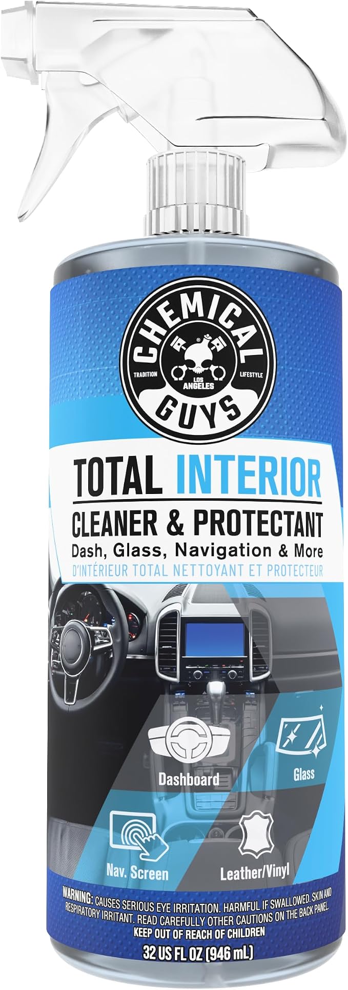 Total Interior Cleaner & Protectant – Interior Cleaner, Cleans & Protects Leather, Vinyl, Plastic, Rubber, Glass with a Streak-Free Finish — Cars, Trucks, SUVs, RVs, 32 oz