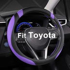 Customized Auto Car Steering Wheel Cover for Toyota Rav4 Corolla Camry Highlander (Black+Purple-Standard Size)