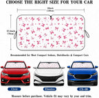 Car Windshield Sun Shade, Universal Fit Compact Sedan SUV, Cute Heart Bow | 59 x 27.5" Car Sun Visor, Foldable Front Window Sunshade, UV Heat Protection, Girly Bow Series