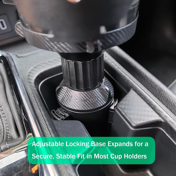 Car Cup Holder Expander Adapter, 3"-5.5" Adjustable Bottle Mount | Adjustable Fit, Detachable Design, Silicone Base, For Large Bottles, Tumblers, And Food Buckets