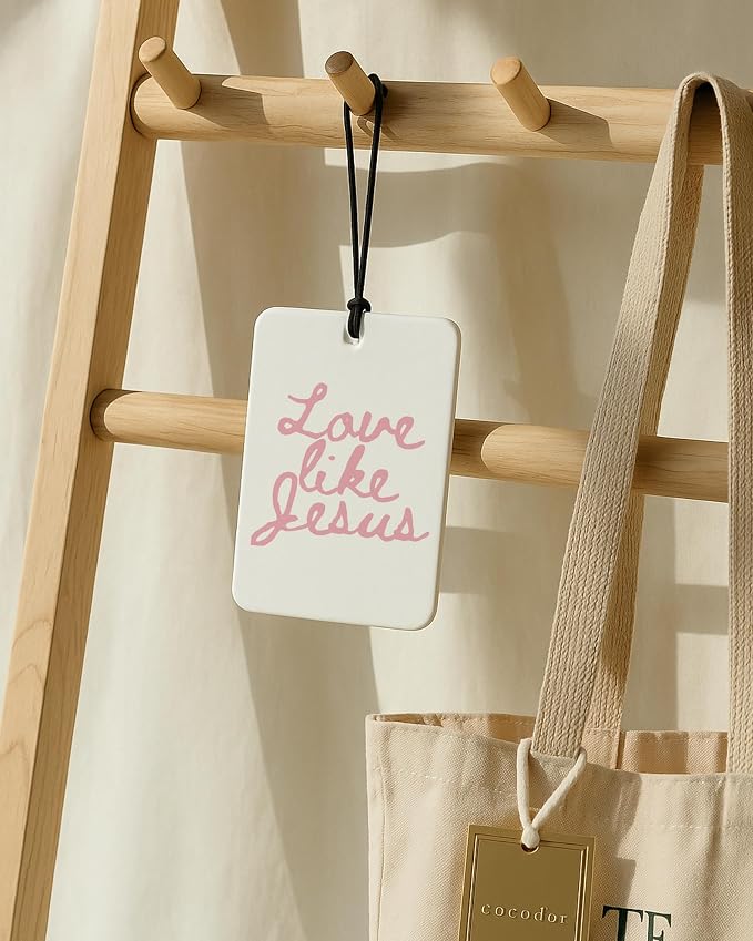 Coquette Pink Bow Christian Shaped Car Air Freshener 5 Pcs | Girly Religious Hanging Air Freshener, Preppy Pink Christian Car Accessories Mirror Decor for Women Teen Girls