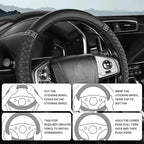 Bling Car Steering Wheel Cover, 15 Inch Rhinestones Soft Leather Elastic Steering Wheel Protector, Sparkly Crystal Diamond for Women, Car Interior Accessories for Most Cars (Green)