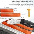 4 PCS Car Door Sill Protector, 3D Carbon Fiber Auto Door Entry Edge Guard Protection Trim, Anti-Scratch Threshold Cover Strips, Sill Protection Sticker for Car SUV Truck (Orange)