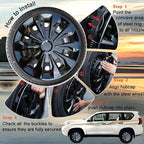 Hubcap Wheel Cover Replacement R16 Hub Caps Universal-Fit Steel Wheel Rim Cover ABS Material Exterior Accessories for Car Truck SUV -Set of 4（16-inch，Black）