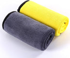 Ultrasoft, Large, Thick and Quick Drying Car Microfiber Cleaning Towel 800GSM Polishing Waxing Auto Detailing Towel Cloth (6pack,16 x 16inches) (Grey-Yellow)