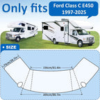 RV Windshield Cover Compatible with Ford E450 Class C 1997-2025 RV Front Window 4 Layers Class C Motorhome Cover 27 Foot Temperature Control Sunshade/Snow Cover Upgraded Strong Magnet