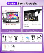 4G 64G Android Car Stereo for Honda Civic 2006 2007 2008 2009 2010 2011, Wireless CarPlay & Android Auto, 5GHz WiFi GPS, Touchscreen, Bluetooth/FM/RDS, EQ, SWC + AHD Backup Camera