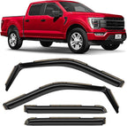 Voron Glass in-Channel Extra Durable Rain Guards for Ford F150 2021-2026 SuperCrew, Window Deflectors, Vent Window Visors, 4 Pieces - 200784