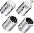 Tire Valve Stem Caps - (4 Pack) Cat Paw Print Metal Air Caps with Plastic Liner, Durable, Corrosion Resistant and Leak-Proof, Universal Fit for Cars, Trucks, Motorcycles, and Bikes - Silver